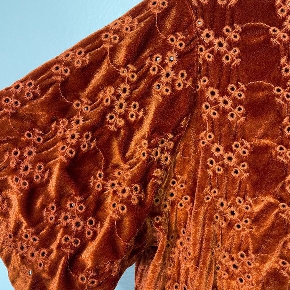 ASOS Design Women’s Smock Top Blouse Shirt Size 14 In Velvet Broidery Rust - Picture 4 of 8